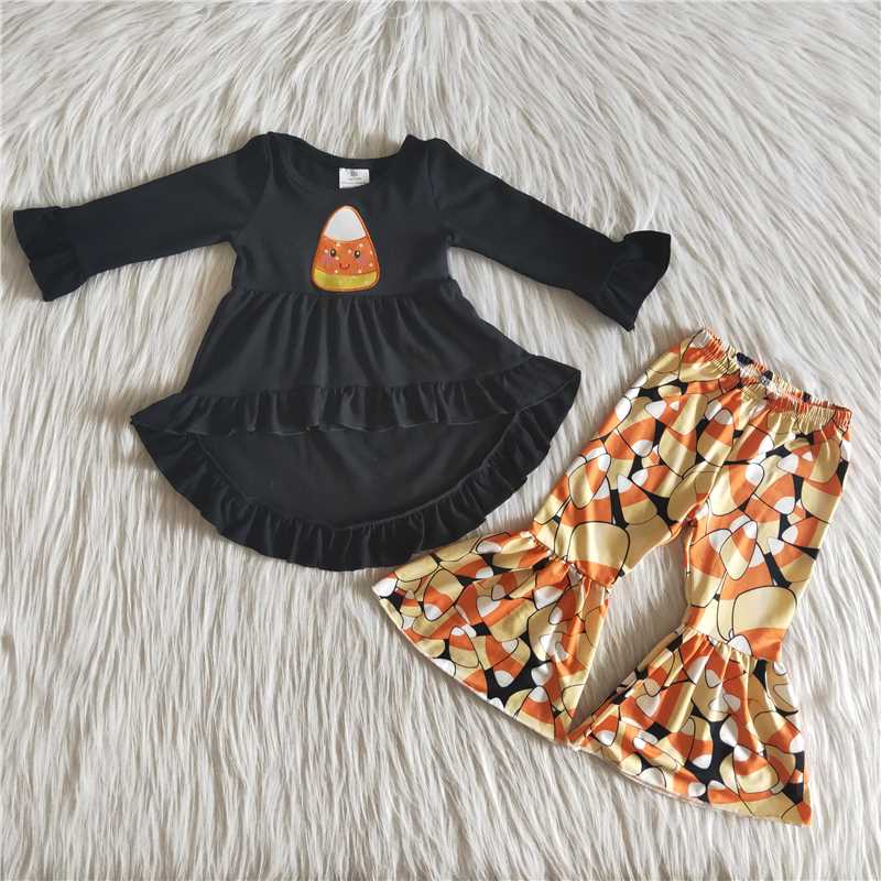 SALES NEW Baby Candy Halloween Bell Bottom Set Cute Outfit for Infants Baby Girl's Costume Includes Top And Bottom Suit