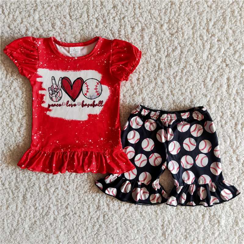 SALES NEW Kids Children Boutique Peace Love Baseball shorts sets