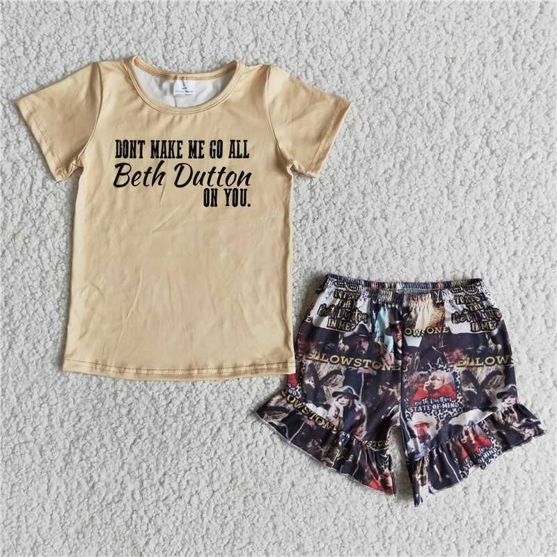 SALES NEW Baby girls western yellow singer ruffle shorts sets