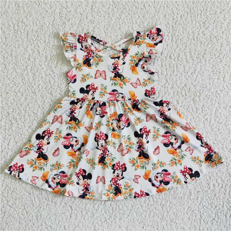 SALES NEW Baby Girls Summer Floral Cross Dress with Butterflies Print Cute And Stylish Dress for Little Girls