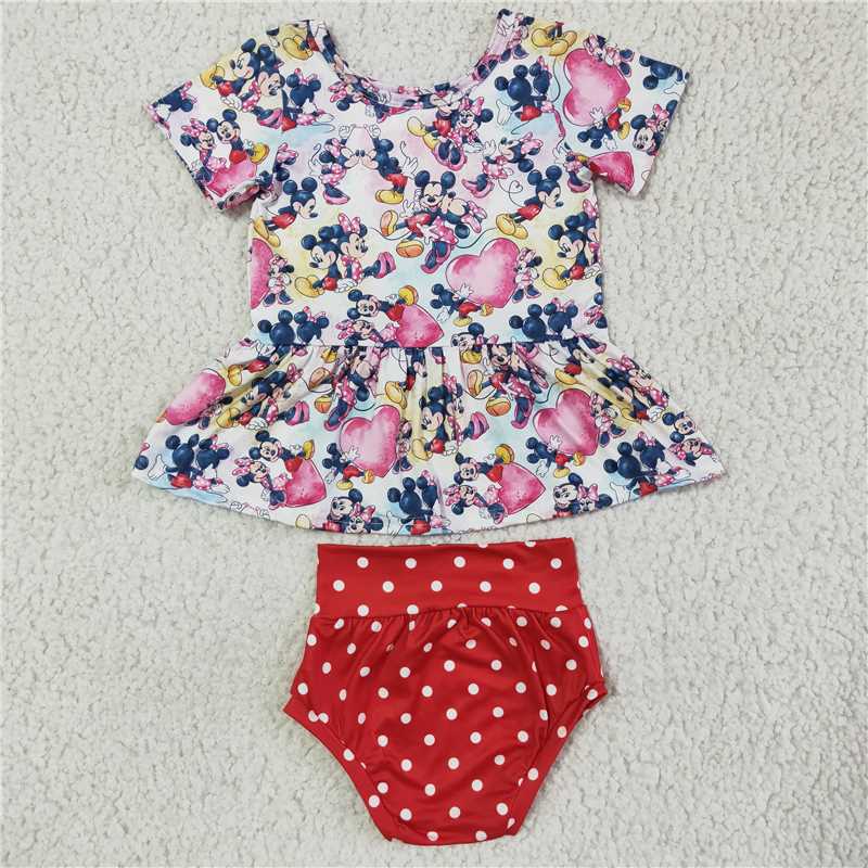 SALES NEW Sibling Baby girls cartoon summer bummie sets