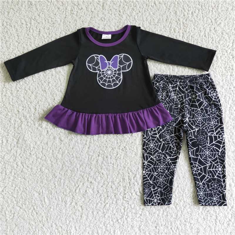 SALES NEW Baby Girls Black Spider Halloween Legging Pant Set Cute Costume Outfit for Infants