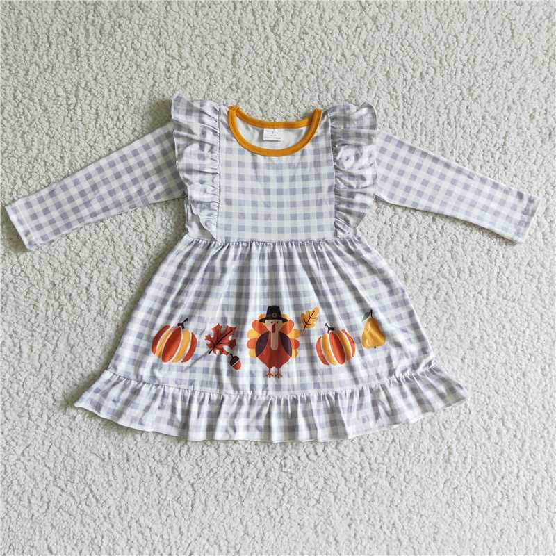 SALES NEW Baby Girls Knee-Length Halloween Dresses Pumpkin Turkey Design for Kids' Halloween Costume Dress-up Wardrobe