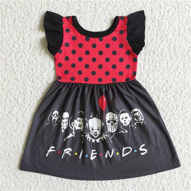 Cute Clothes A3-3-1 Baby Girls Halloween flutter sleeve knee-length dress