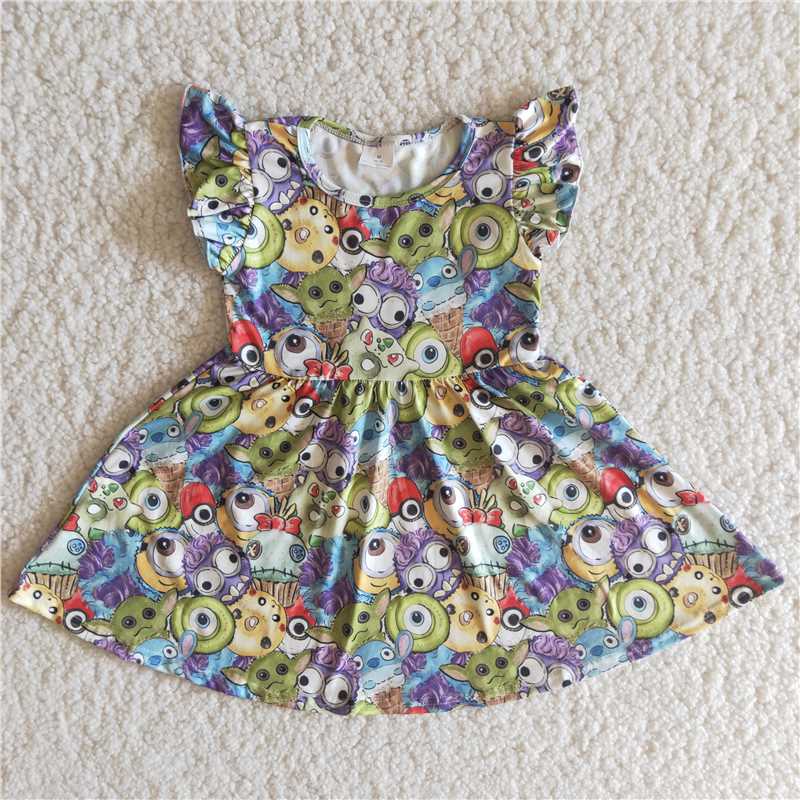 Cute Clothes B16-2 Baby girls summer flutter sleeve knee-length dress