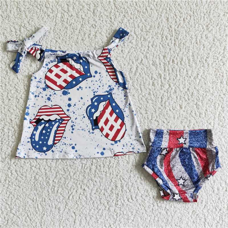 SALES NEW Baby girls 4th of july bummie sets