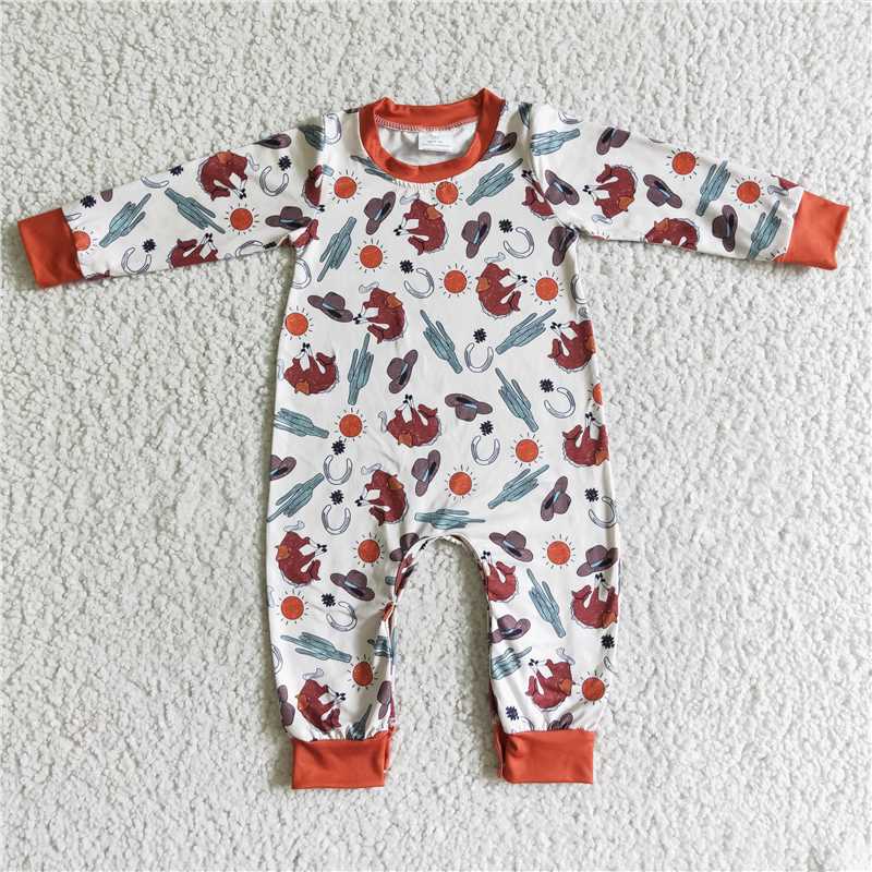 RTS NO MOQ Sibling Baby boy clothes catcus Print Fringe long sleeve Rompers