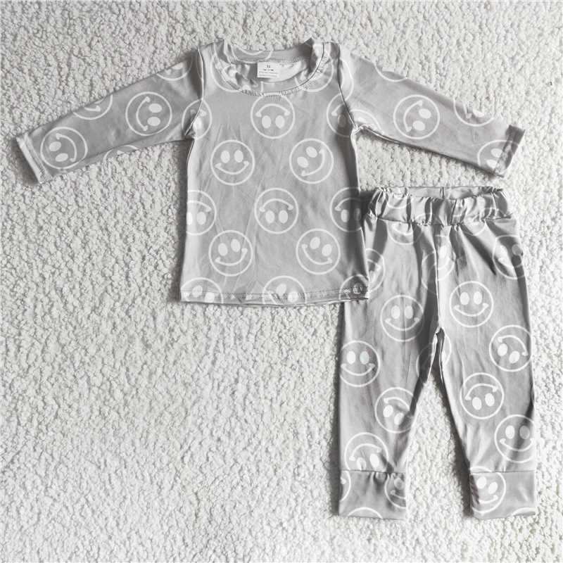 SALES NEW Baby Kids Face Smile Pajamas Sets Cute Smiley Design Sleepwear Comfortable Soft Fabric Baby Clothes