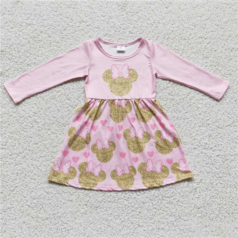 SALES NEW Baby Girls Knee Length Dresses Pink Casual Fashion Outfits for Little Girls