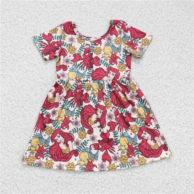 Cute Clothes GSD0174Baby Girls Short Sleeve red Knee Length Dresses