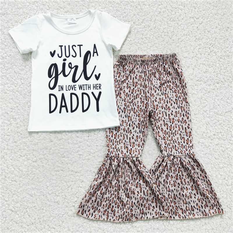 SALES NEW Baby Girls White Short Sleeve Leopard Print Outfit Set Comfortable Cotton Pants And Top Ensemble for Infants