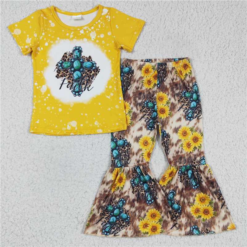 SALES NEW Baby Girls Cross Turquoise Bell Pants Clothes Sets Comfortable Fashionable Outfit for Infants