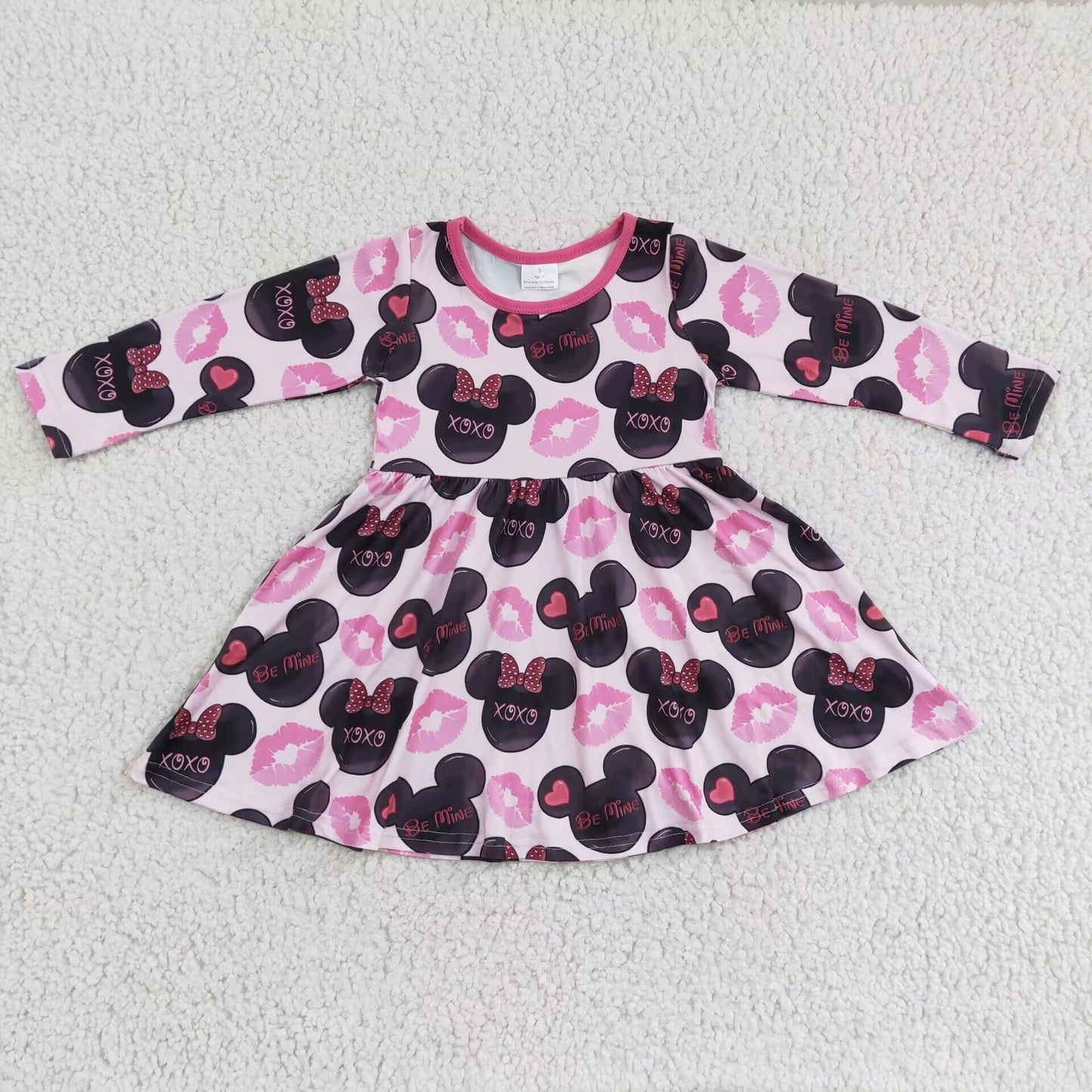SALES NEW Valentine's Day Baby Girls Knee-Length Dresses Pink Cotton Blend Outfit for Little Girls Ages 1-12 Pink