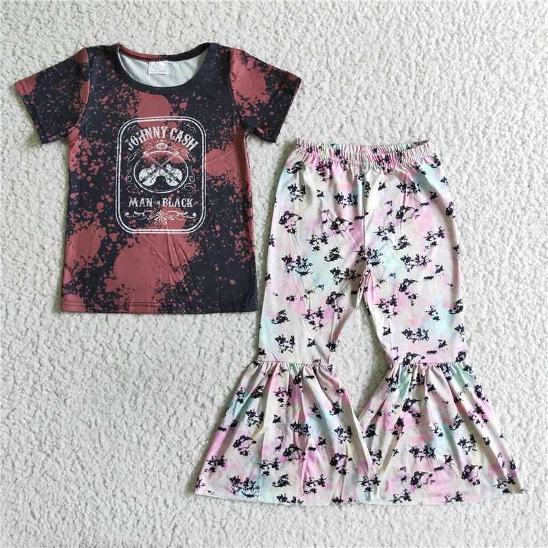 RTS NO MOQ A1-1 johnny cash guitar pants set