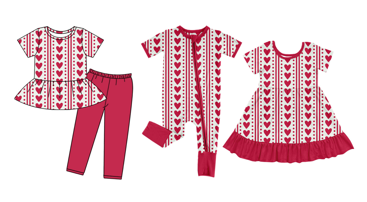 11.3 custom each style moq 5eta 4-6week Sibling Sister love red baby girl sets and dress and rompers match family design