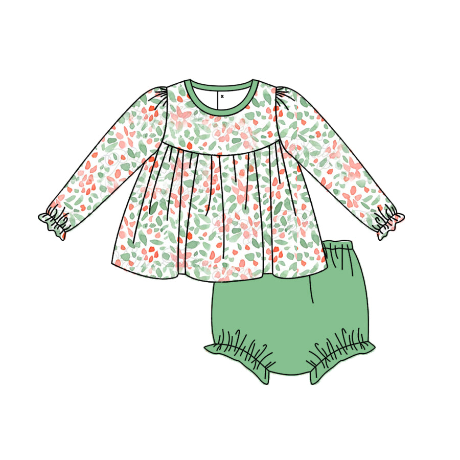 6.12 custom each style moq 5eta 4-6week baby girl clothes light green long sleeves briefs suit