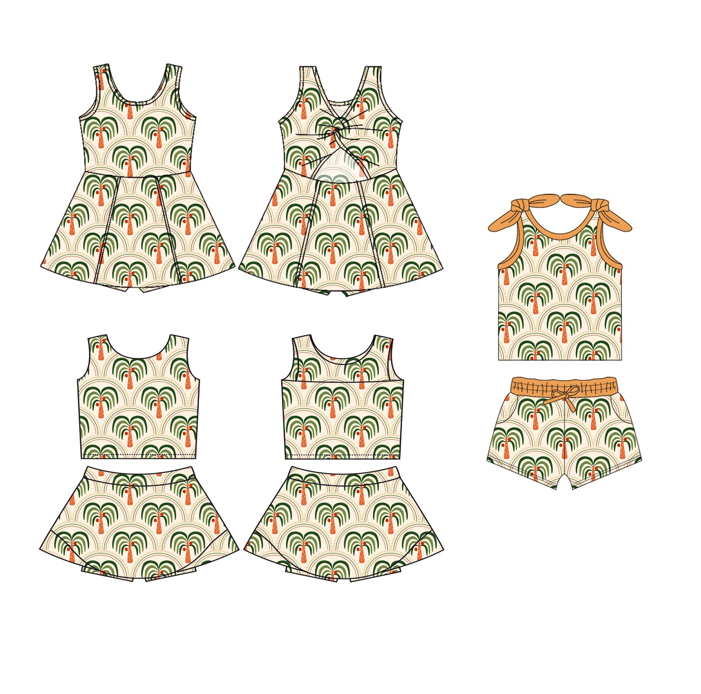 3.31 custom each style moq 5eta 4-6week Sibling Sister baby short sleeve shorts sets and yoga dress 1 and dress 2 match family design