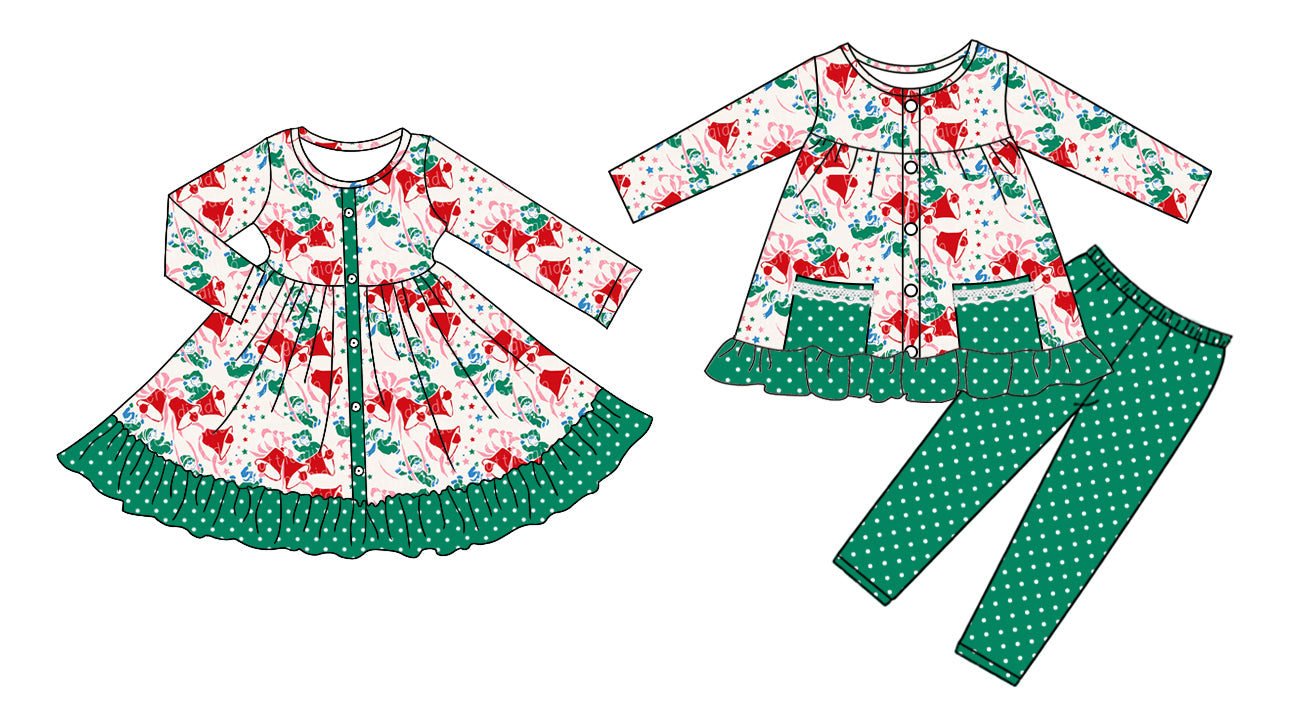 25.8.20 custom each style moq 5eta 4-6week Sibling Sisters Christmas baby girl long sleeve pants sets and dress match family design