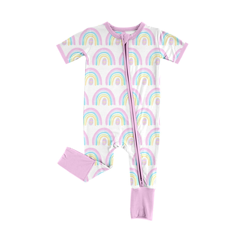 10.24 custom each style moq 5eta 4-6week Sibling Sister rainbow pink baby girls short sleeve sets and rompers match design