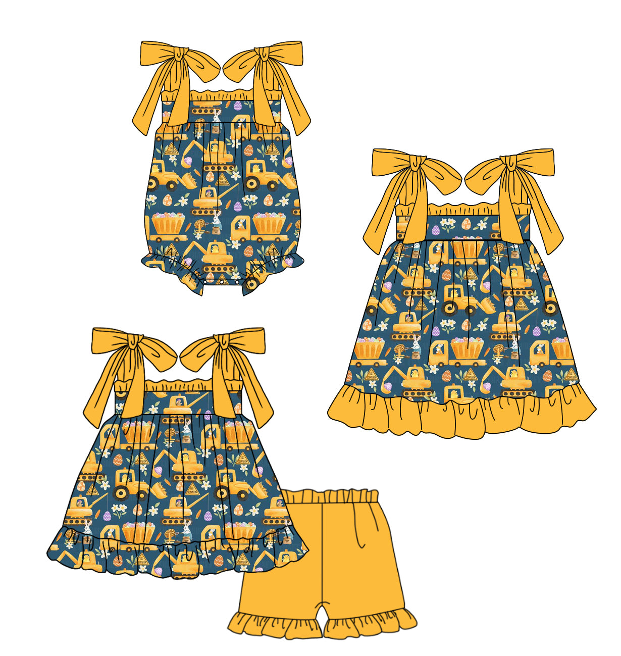 12.12 custom each style moq 5eta 4-6week Sibling Sister baby girl short sleeve shorts sets and dress and rompers match family design