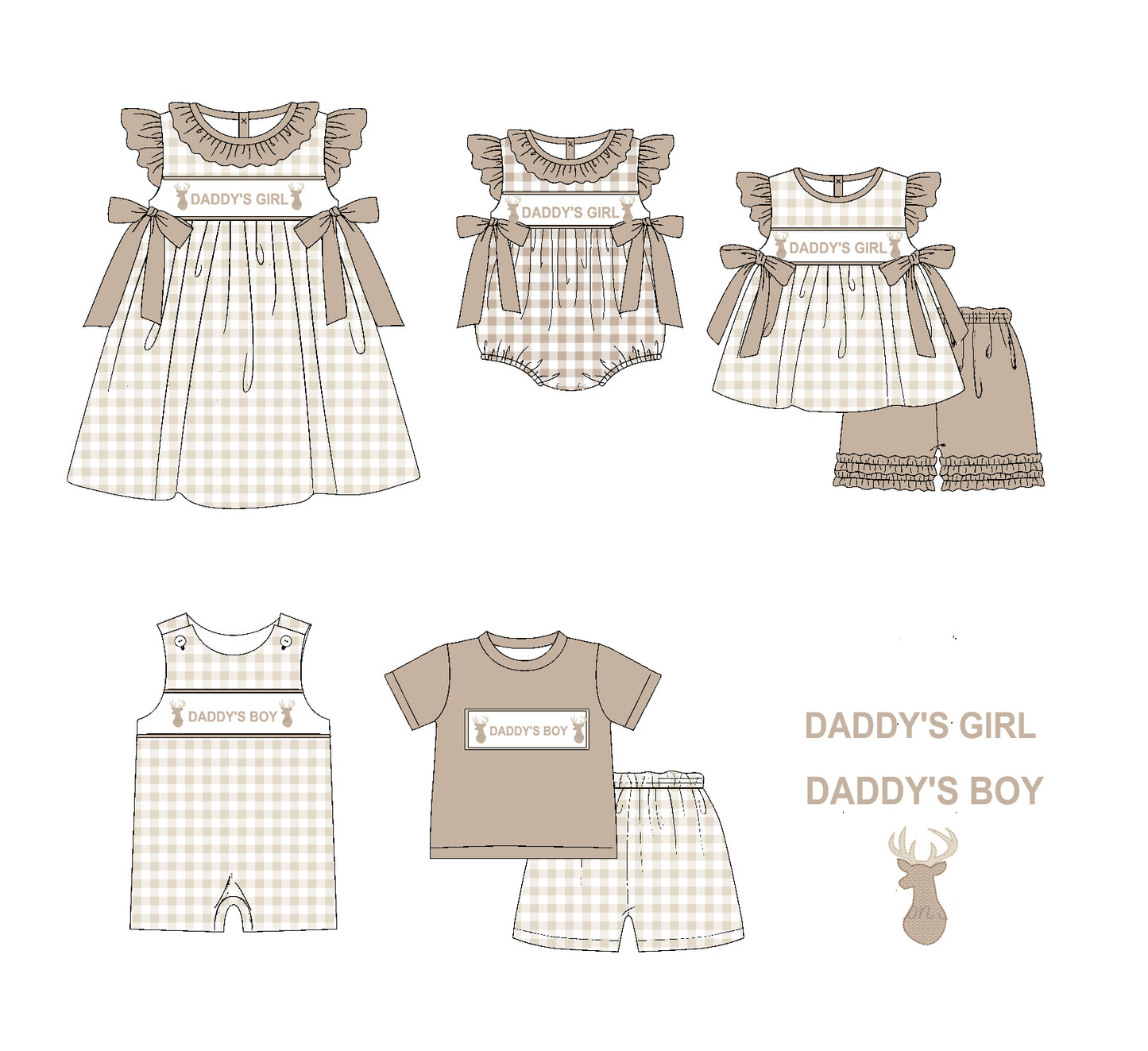 11.19 custom each style moq 5eta 4-6week Sibling Sister daddy boy baby girl short sleeve shorts sets and sets 2 and girls romper and boy romper and dress match design