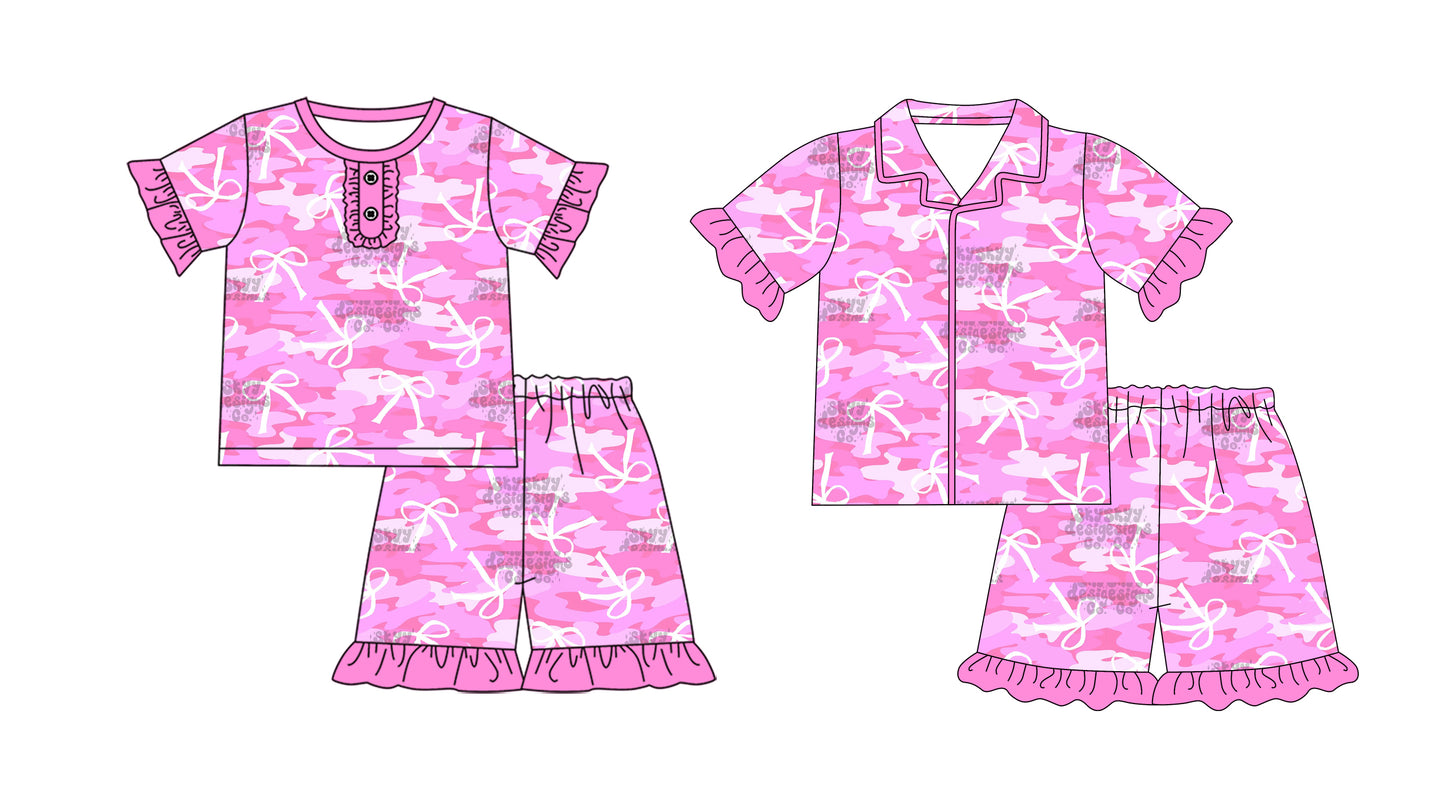 12.19 custom each style moq 5eta 4-6week Sibling Sister bow baby girls short sleeve shorts sets 1 and sets 2 match design