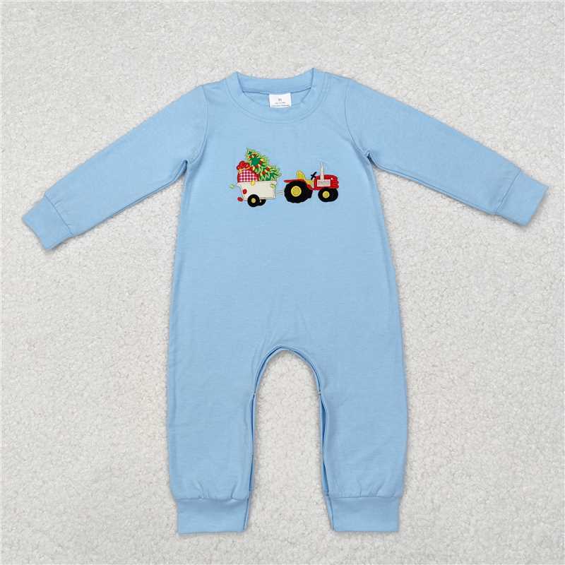 RTS NO MOQ(In Stock) LR1508 Embroidered Christmas long-sleeved jumpsuit