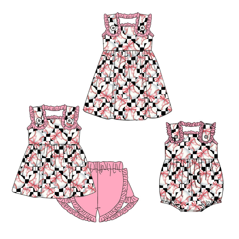 25.12.26 custom each style moq 5 eta 6-8week Sibling Sister bow baby short sleeve shorts sets and romper and dress match design