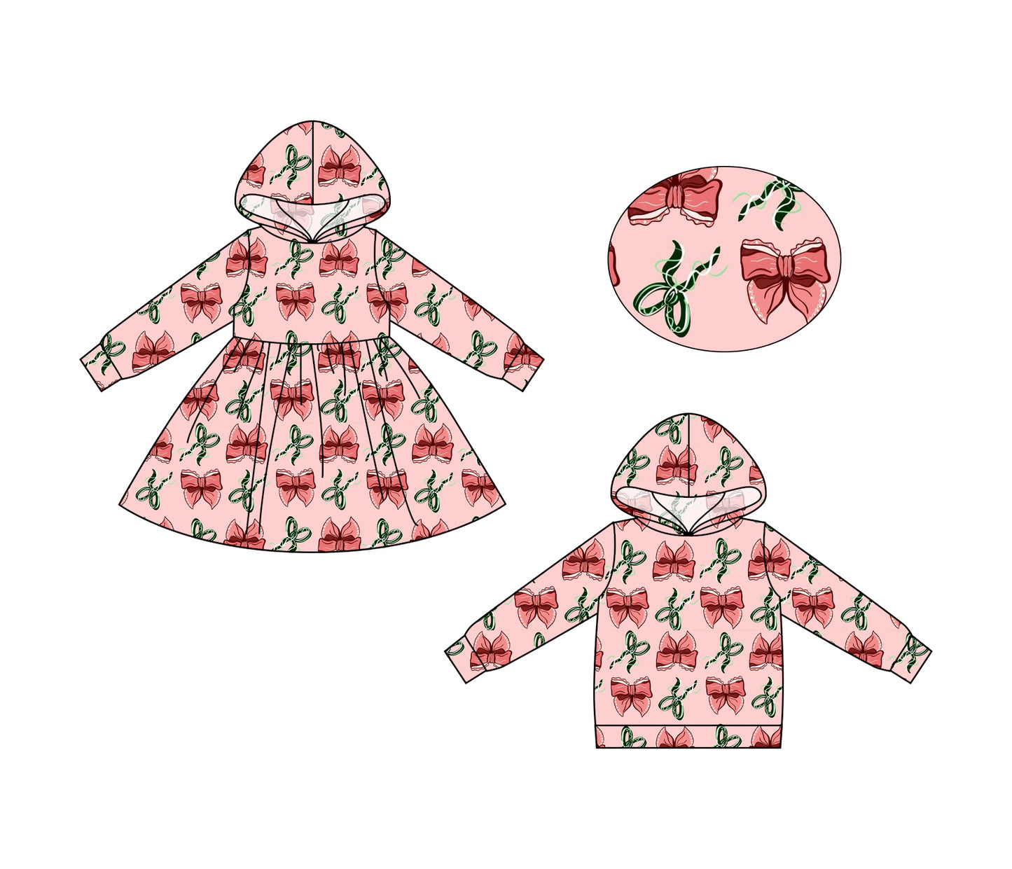 25.6.21 custom each style moq 5eta 4-6week Sibling Sisters Christmas bow baby girls long sleeve dress and top match family design