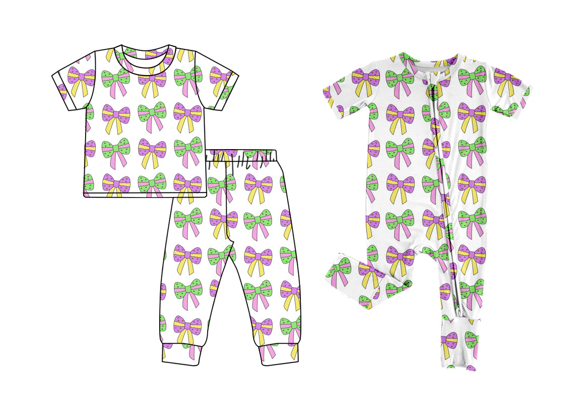 11.9 custom each style moq 5eta 4-6week Sibling Sister bow baby girls short sleeve sets and rompers match design