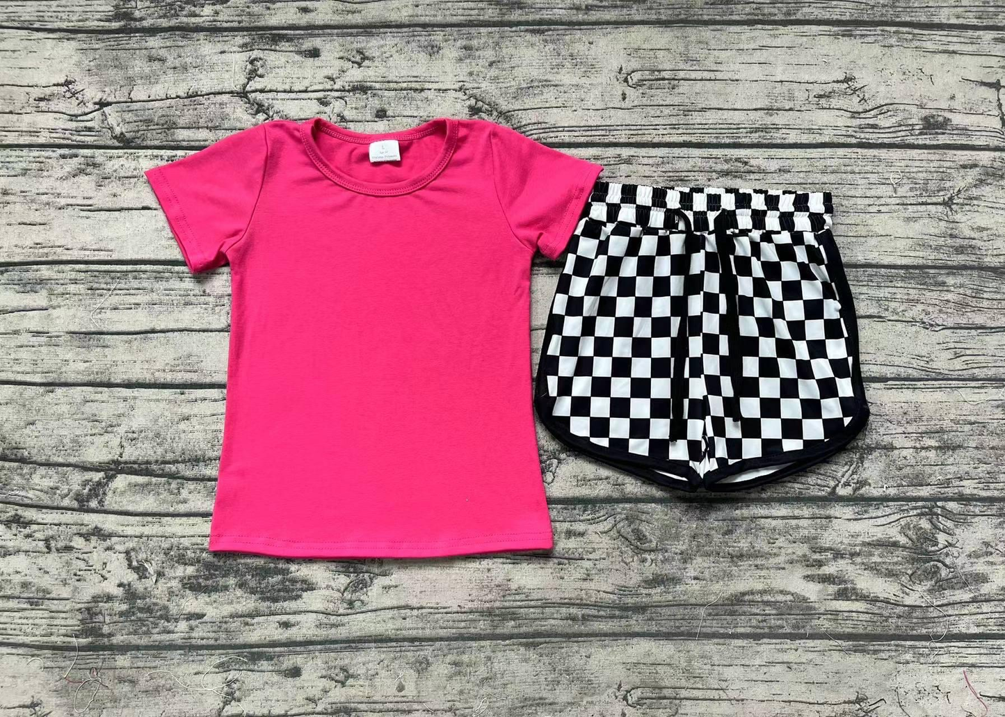 baby girl clothes mini gingham girl summer tshirt kids cotton sets