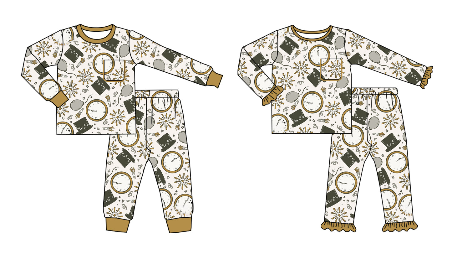 25.8.5 custom each style moq 5 eta 4-6week Sibling Sisters happy new year baby girl long sleeve pants sets 1 and sets 2 match family design