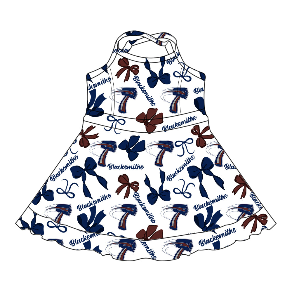 Custom moq 5 mix size milk silk summer teams baby girls clothes bow blue hooded long sleeve pants sets and skirts sets and dress and jumpsuit and top-25.7.30