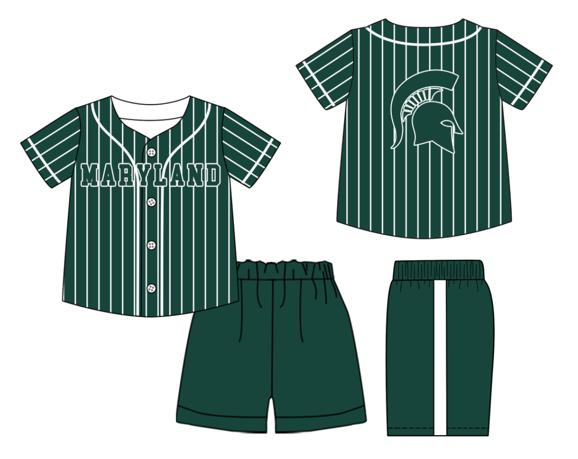 Custom moq 3 or 5 mix size milk silk summer teams baby boy clothes green short sleeve shorts sets-26.1.21