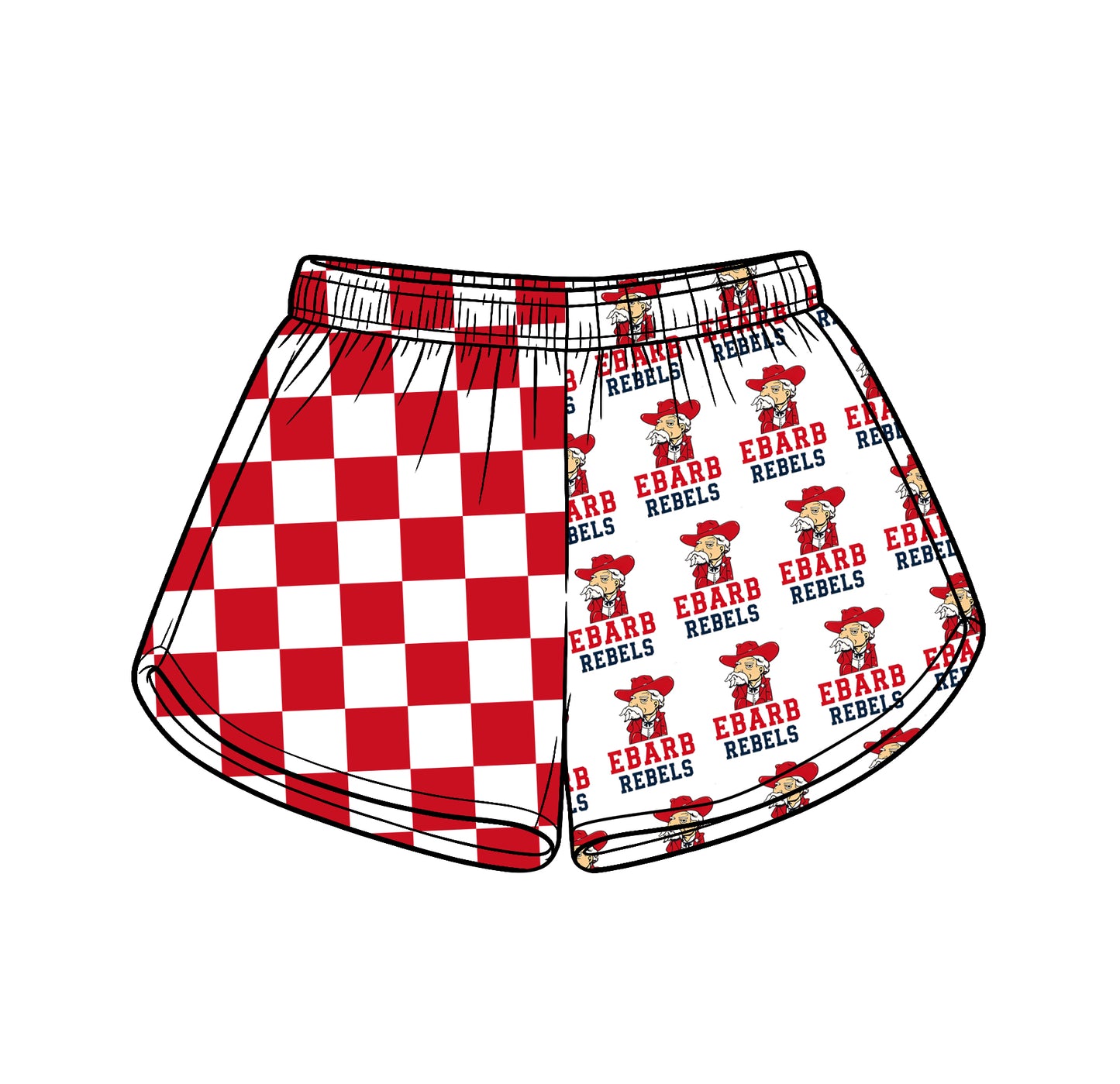 Custom moq 5 mix size milk silk summer teams Adult And Kids Red Checked Patchwork Summer Casual Shorts