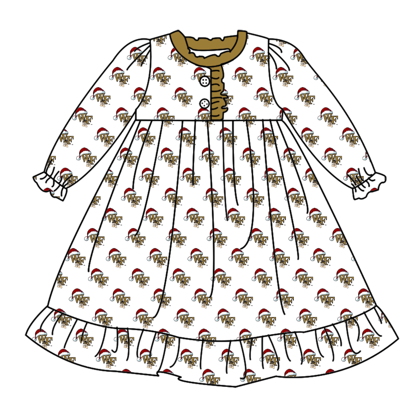 custom moq 5 tat about 4-6 weeks White Gold Girls Nightdress Long Sleeve Dress