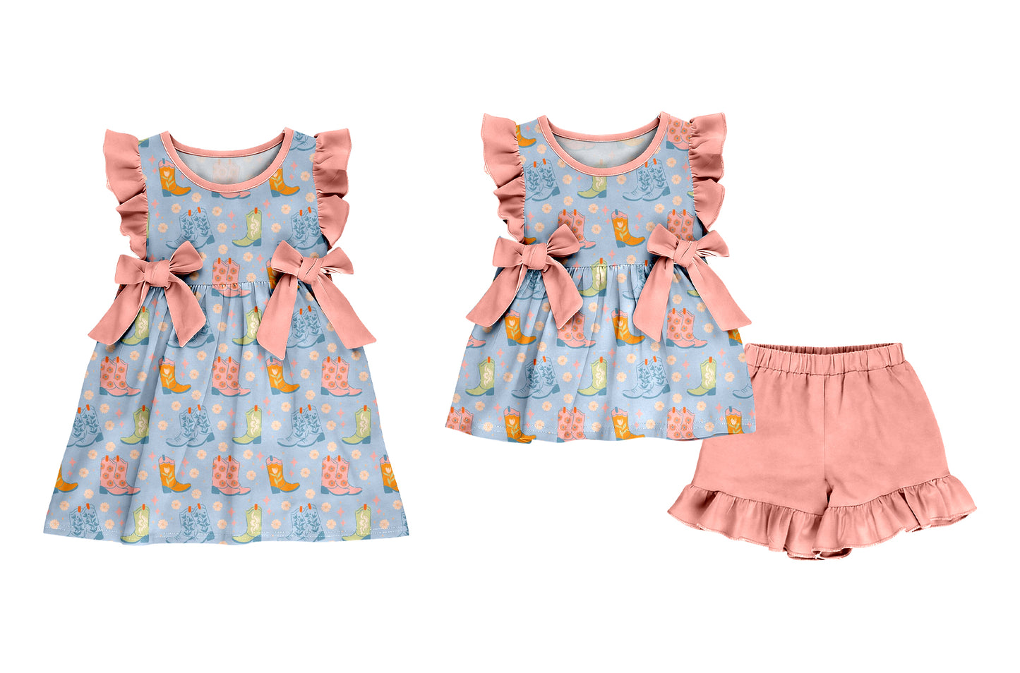 2.26 Custom moq 5 mix size Sibling Baby Girl's Pink Sleeveless Top And Shorts Set Cute Dress for Summer