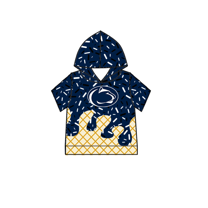 Custom summer teams baby girls clothes team dark blue hooded long sleeve tops and short sleeve top and dress and pants and shorts-25.6.2