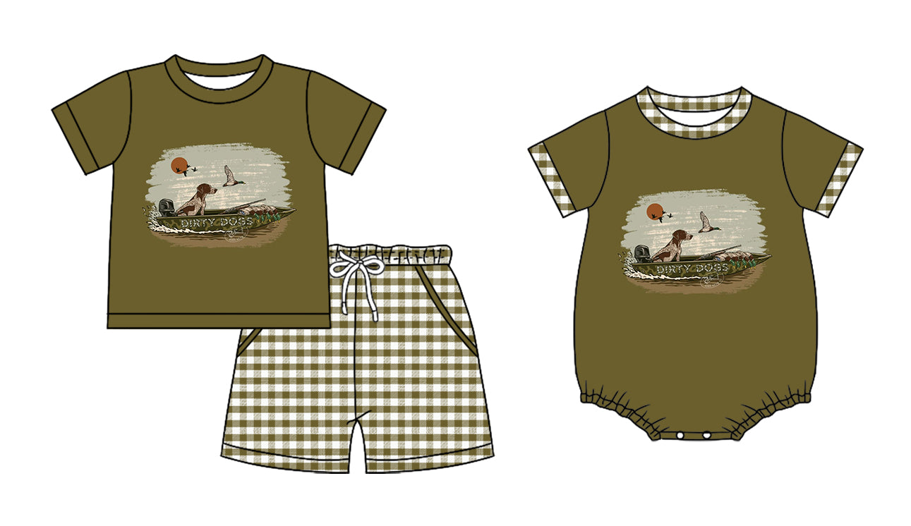 25.12.19 custom each style moq 5 eta 6-8week Sibling Sister puppy duck baby boy short sleeve shorts sets and romper match design