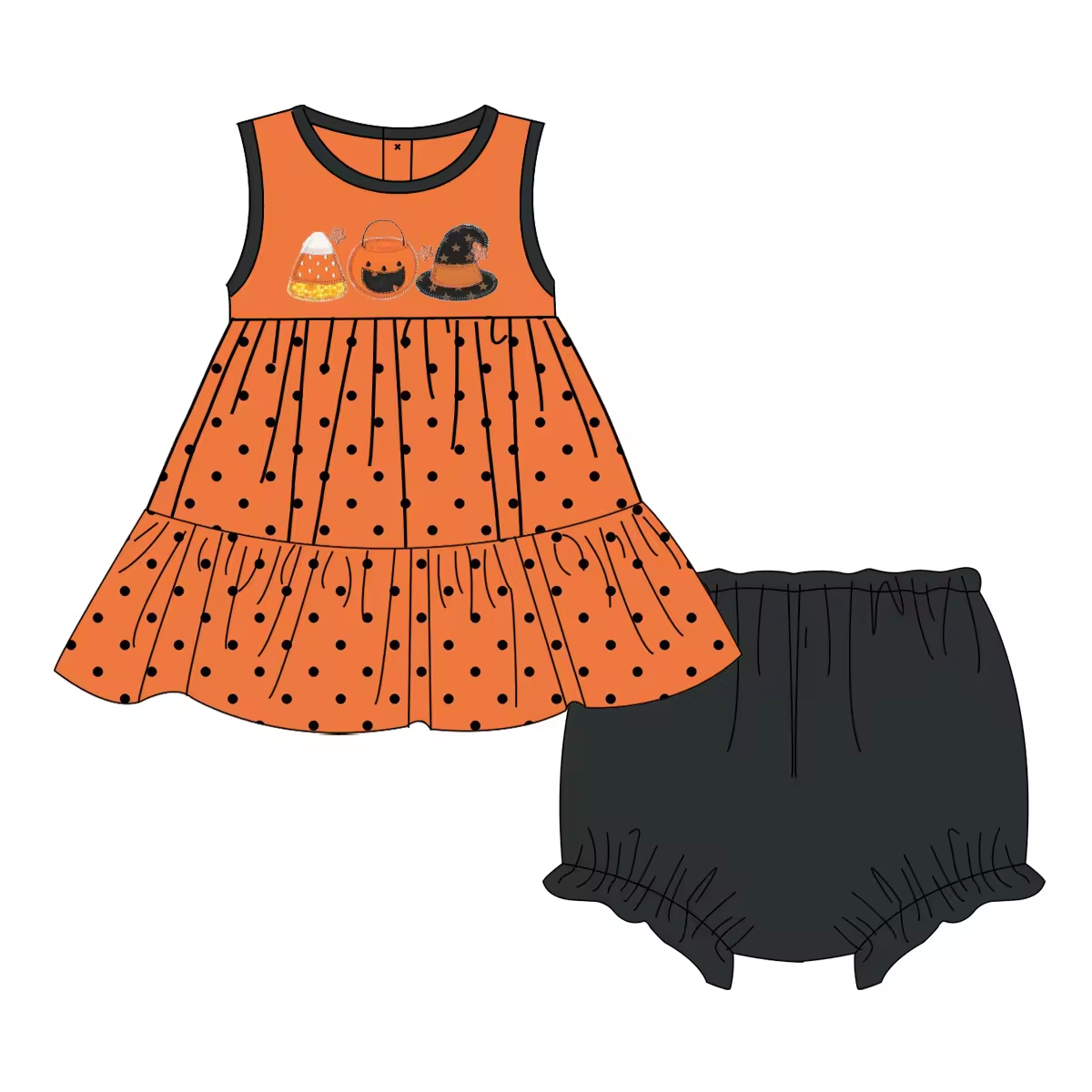 Custom moq 3 eta 6-8 weeks Pumpkin Spotted Sleeveless Thong Set