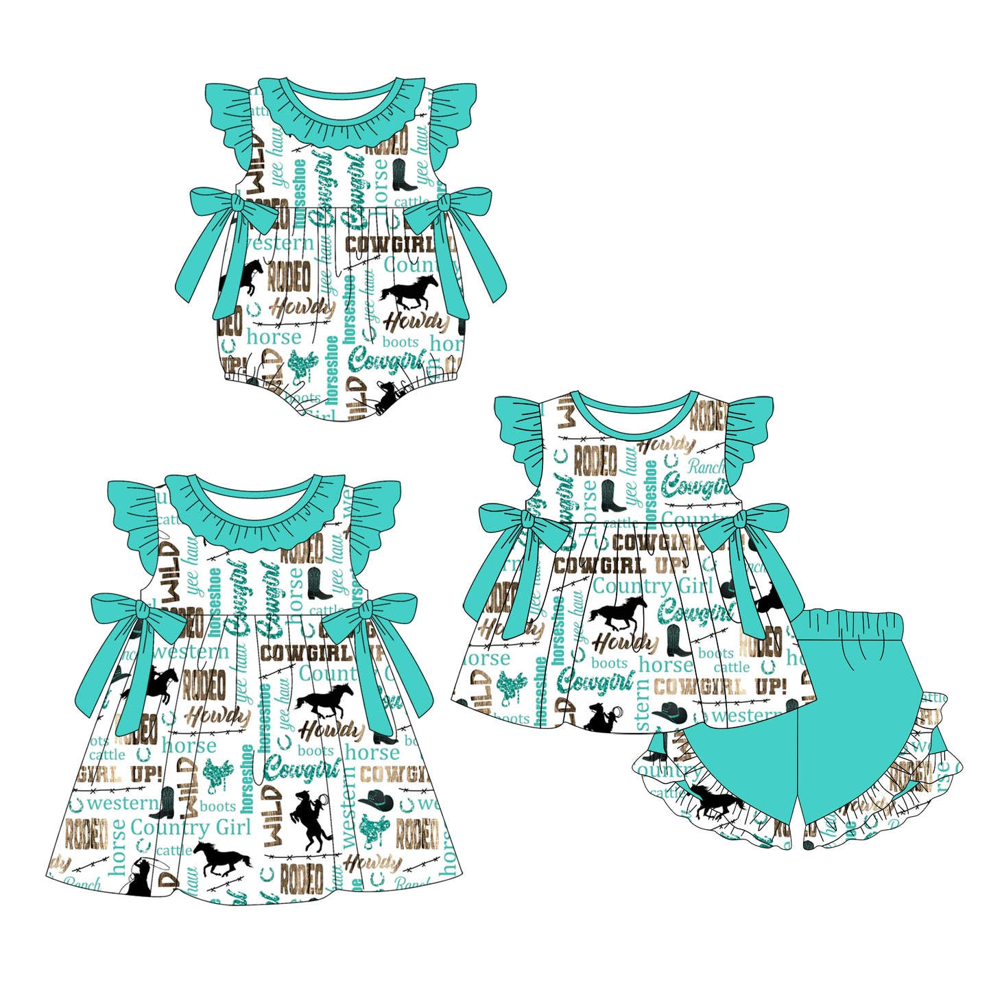 4.16 custom each style moq 5eta 4-6week Sibling Sisters ROOED baby girl short sleeve shorts sets and dress and rompers match family design