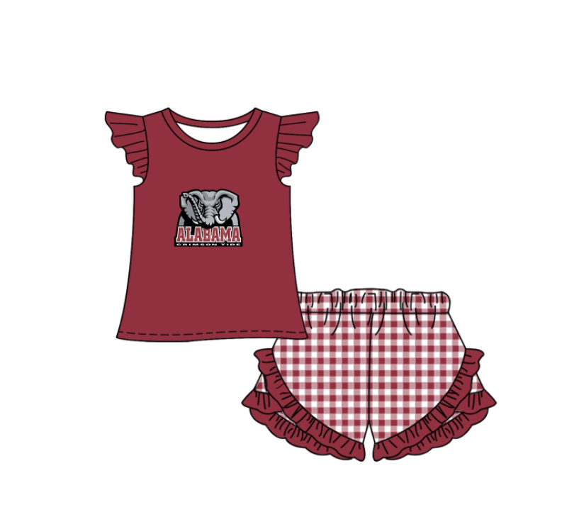 Custom moq 5 mix size milk silk summer teams Baby Boys And Girls Red Short-Sleeved Shirt And Shorts Set Matching Striped Rompers Outfit Set
