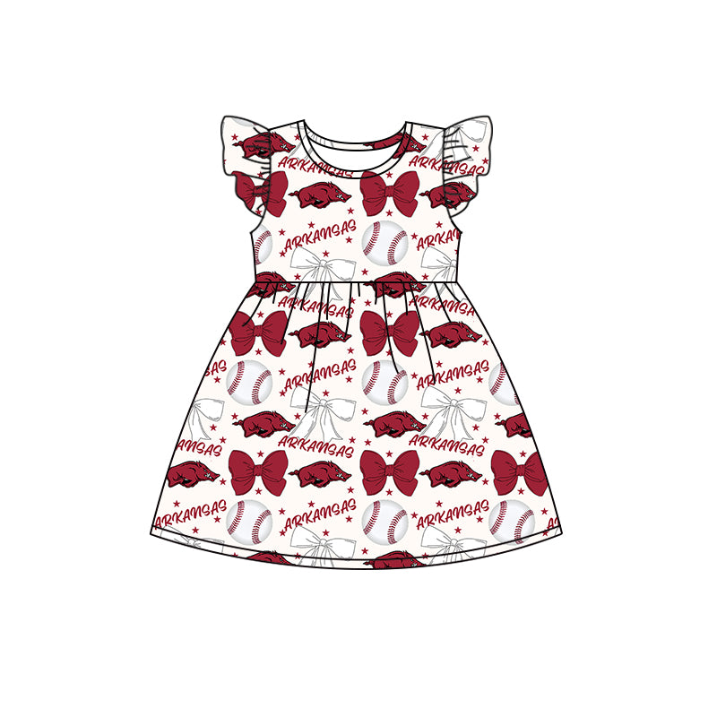 Custom moq 5 each style summer teams baby girls clothes team bow red long sleeve hooded pants sets and dress and romper-25.6.13