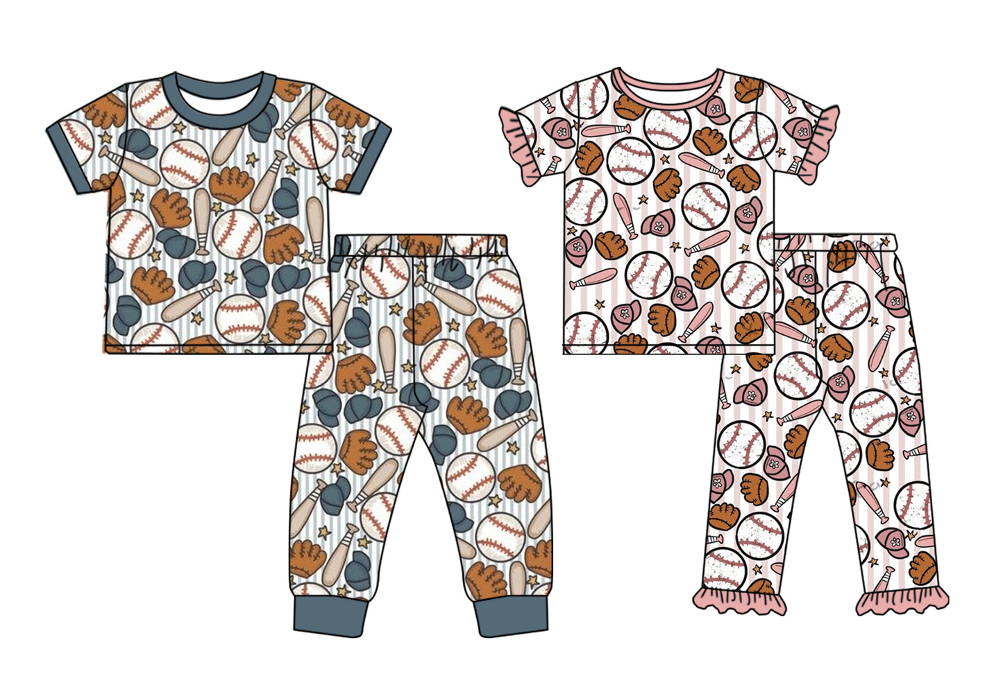 25.10.20 custom each style moq 5 eta 6-8week Sibling Sisters baseball baby boy short sleeve pants sets 2 match family design