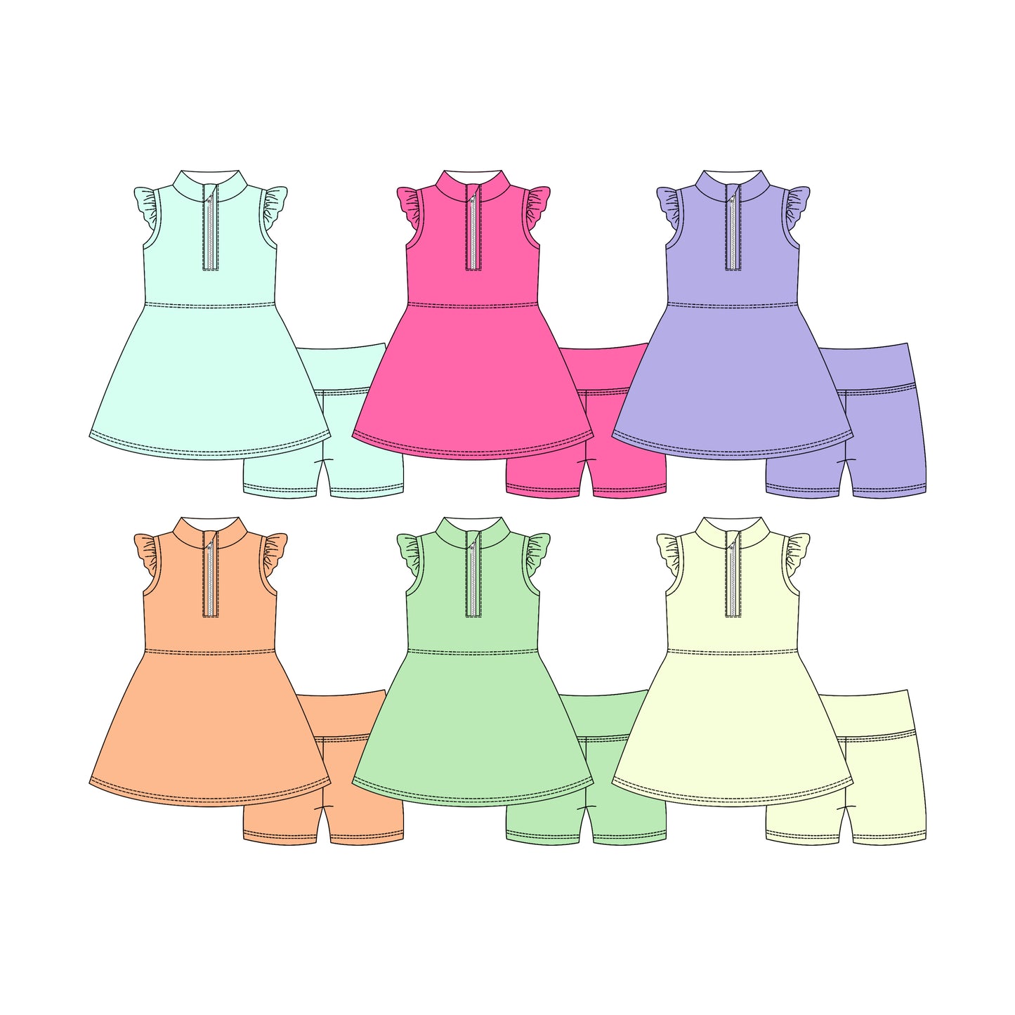 3.21 Custom moq 5 mix size Sibling Baby Girl's Flutter Sleeve Top And Shorts Set Cute Casual Outfit