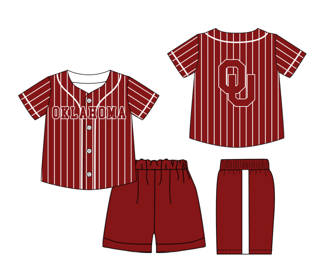 Custom moq 3 or 5 mix size milk silk summer teams baby boy clothes dark red short sleeve shorts sets-26.1.20