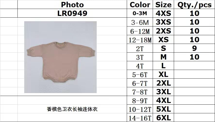 RTS LR0949 Champagne long-sleeved sweatshirt bodysuit