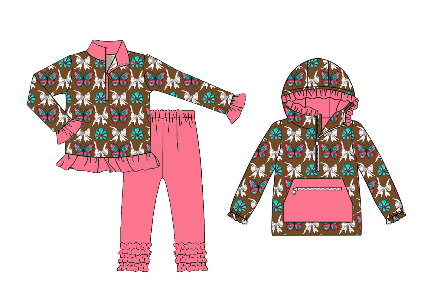 25.8.20 custom each style moq 5eta 4-6week Sibling Sisters baby girl long sleeve pants sets and top match family design