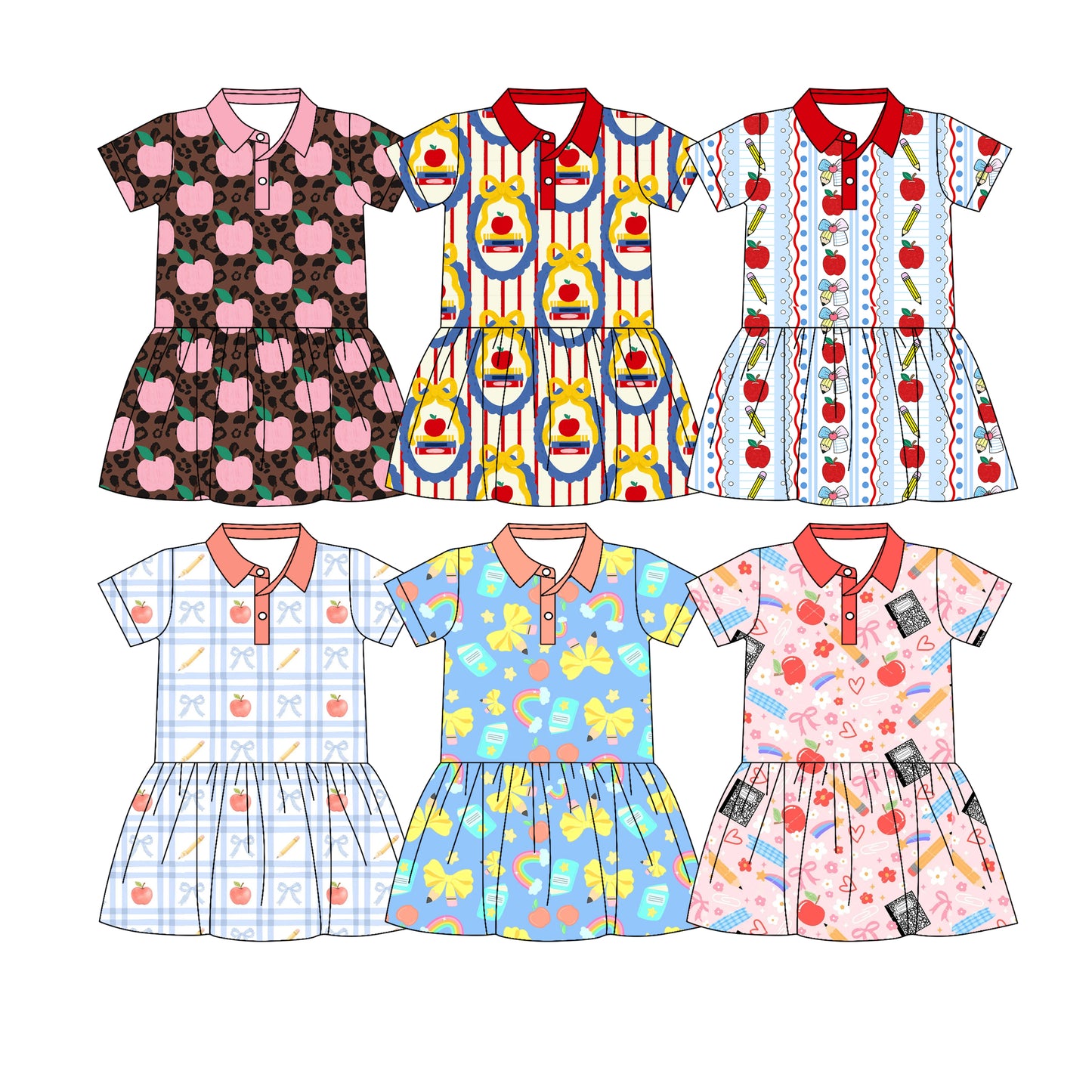 26.1.17 custom each style moq 5 eta 6-8week Sibling Sister apple bow baby short sleeve dresses 6 match design
