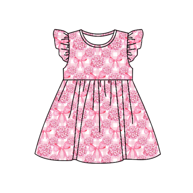 5.25 custom each style moq 5eta 4-5week baby girls clothes pink bow flying sleeve girls dress